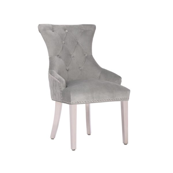 Light Grey Velvet Dining Chair