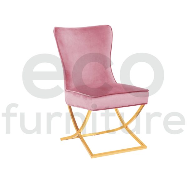 Pink Dining Chair with Gold Legs