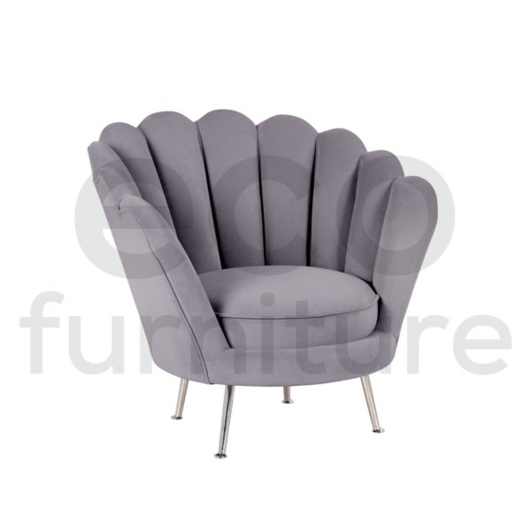 Dark Grey Velvet Tub Chair