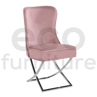 Plush Velvet Dining Chair with Steel X Legs