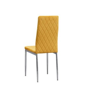 Set of 6 Plush Velvet Dining Chair with Steel Legs & Diamond Stitching