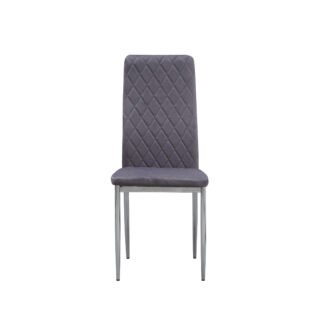 Set of 6 Plush Velvet Dining Chair with Steel Legs & Diamond Stitching