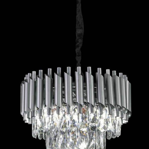 Silver Tiered Crystal Chandelier