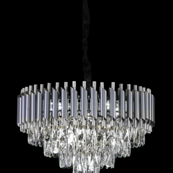 Large Silver Tiered Crystal Chandelier
