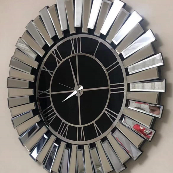 Black & Silver Mirrored Wall Clock
