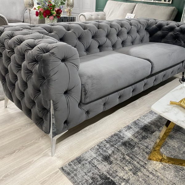 Grey Chesterfield 3+2 Sofa Set