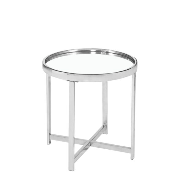 Mirrored Side Table with Stainless Steel Frame
