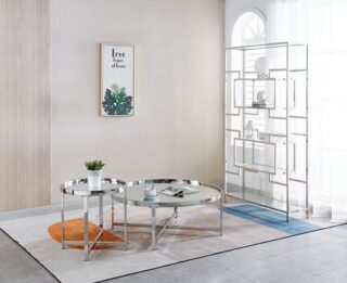 Mirrored Top Coffee Table with Steel Frame