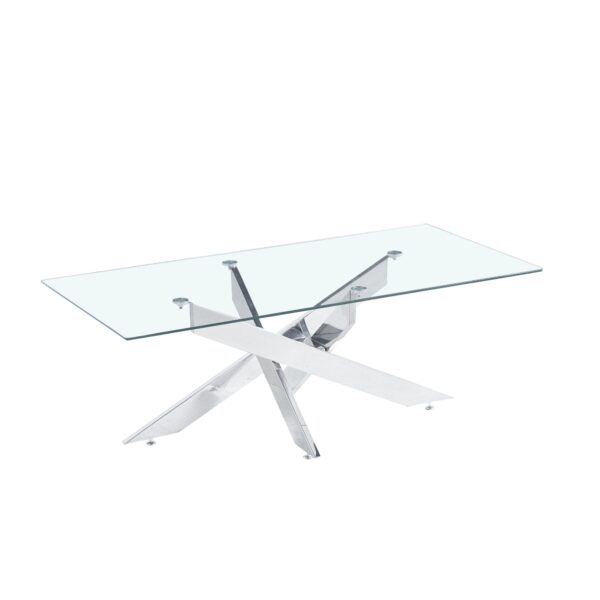 Glass Coffee Table with Silver Stainless Steel Legs