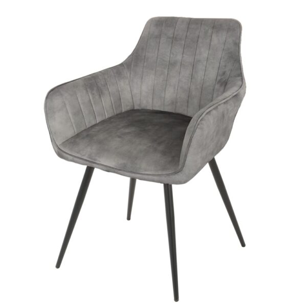 Grey Plush Velvet Swivel Dining Chair