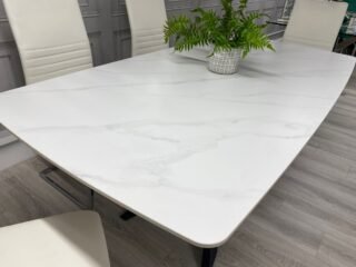 140cm New York White Stone Top Dining Table