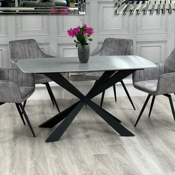 140cm New York Grey Stone Top Dining Table