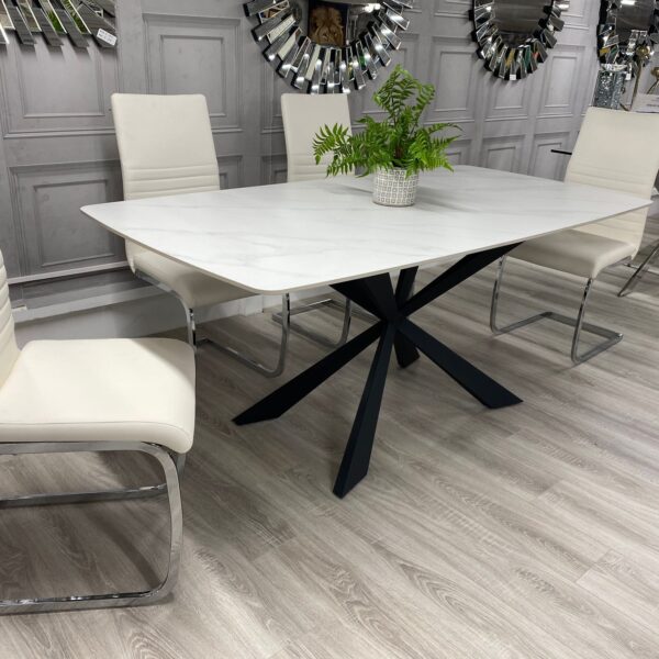 140cm New York White Stone Top Dining Table