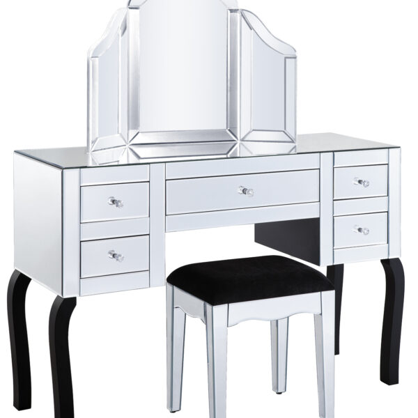 Clear Mirrored Dressing Table Set