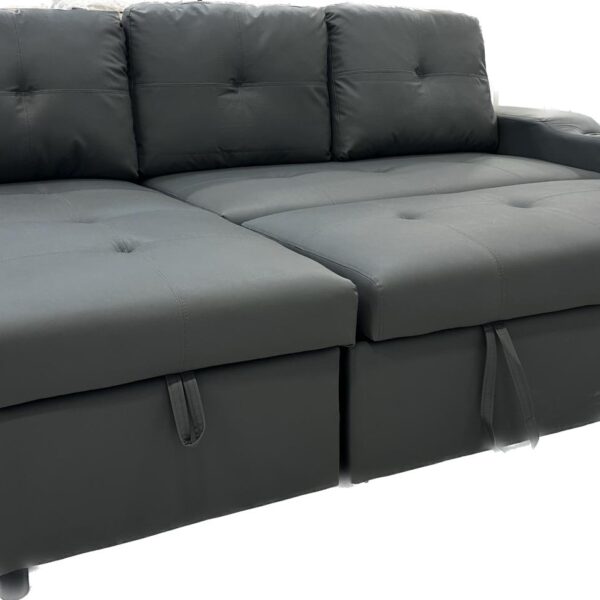 Faux Leather L-Shape Sofa Bed
