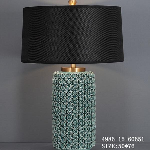 Blue Table Lamp with Black Shade
