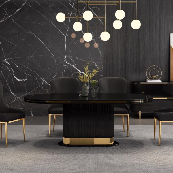Black & Gold High Gloss Dining Table