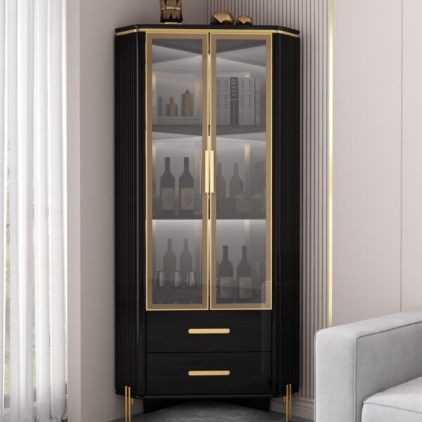 Black & Gold High Gloss Display Cabinet