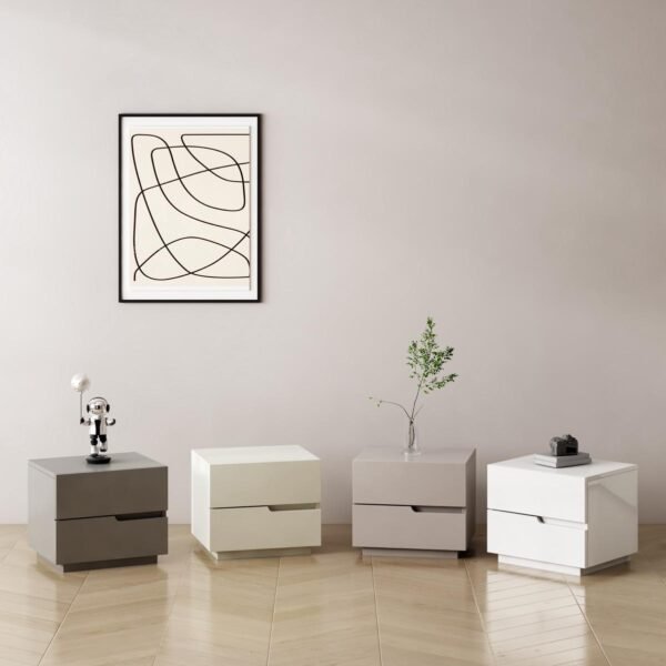 Grey High Gloss 2 Drawer Bedside