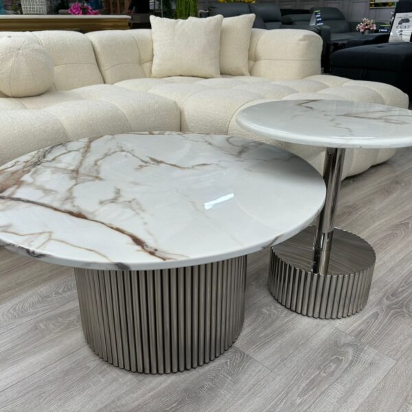 Marble Effect Coffee Table Set of 2