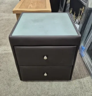 Leather 2 Drawer Bedside