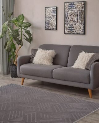 OPPO Washable Rug 1010 Grey - Modern Geometric, Soft & Non-Slip